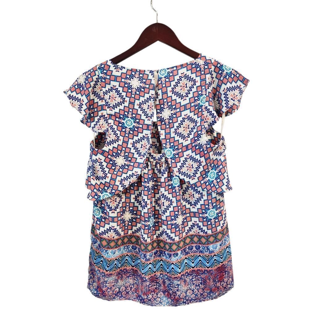Anthropologie Meadow Rue Top Women's Small  US 4 Pink Multi Color Flutter Top - Picture 3 of 8